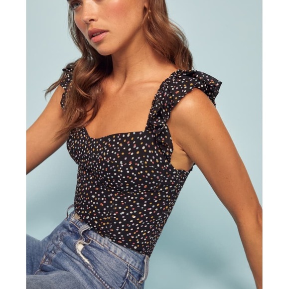 reformation polka dot top